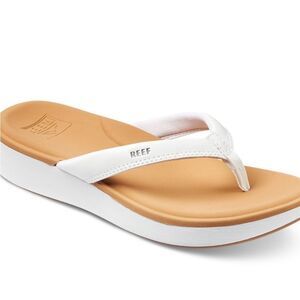 Reef Cushion Cloud Flip-Flop Platform Sandal- White/Tan